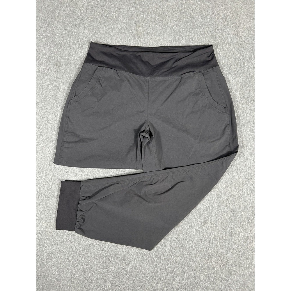 prAna Jogger Pants Black Cropped Pull On Elastic Cuff XL